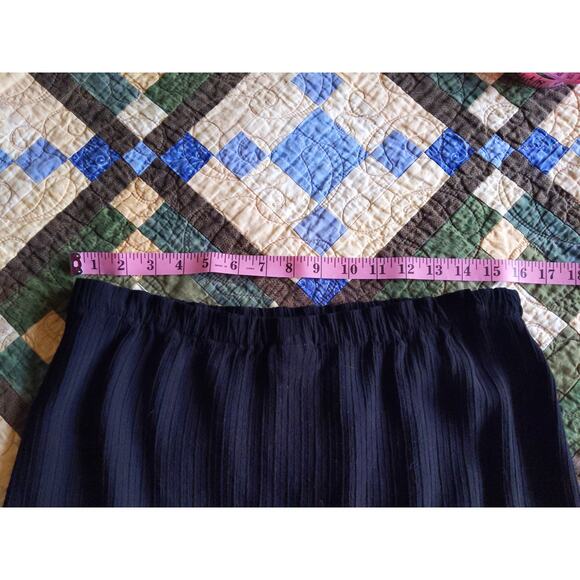 Eileen Fisher Large Black Crinkle Rayon Maxi Skirt Elastic Waist USA Made - Picture 8 of 9